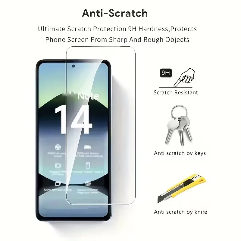 3 piezas de vidrio templado brillante para Xiaomi Redmi Note 14 4G 5G protector de pantalla - imagen 5