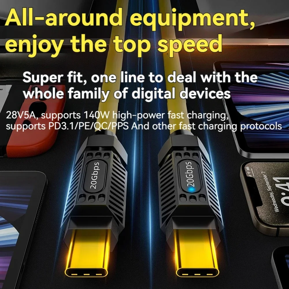Cable de datos USB C Geek, 8 en 1, 8K @ 60Hz, 20Gbps, 140W, cables empalmados DE CARGA RÁPIDA, Compatible con iPhone 15, Macbook, ordenador portátil - imagen 5