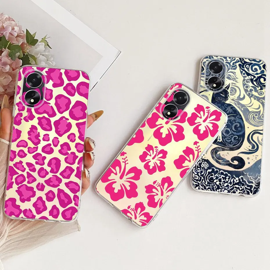 Funda transparente de TPU para OPPO A18 A38, fundas de teléfono con patrón de nuevo estilo para Oppo A18 A38, fundas traseras para parachoques - imagen 3