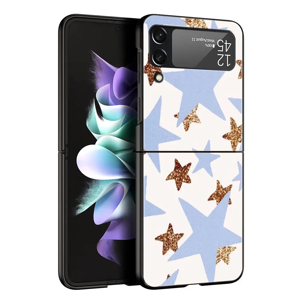 Funda de teléfono con estrellas coloridas para Samsung Galaxy Z Flip3 Flip4 Flip5, carcasa para Z Flip 3 4 5 6 7, funda trasera plegable dura - imagen 4