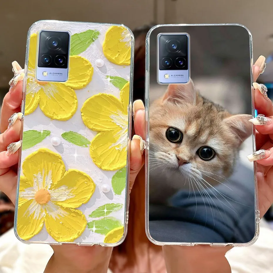 Funda de teléfono con pintura bonita para Vivo V21 V21e 4G 5G, fundas traseras de silicona suave TPU para Vivo V21s V21 V21E, parachoques - imagen 2