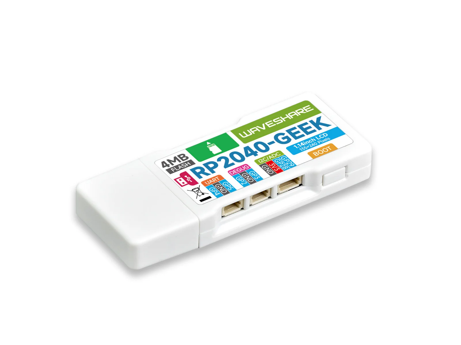 Placa de desarrollo Waveshare RP2040-GEEK, basada en el microcontrolador RP2040, con LCD en color de 1,14 pulgadas y 65K