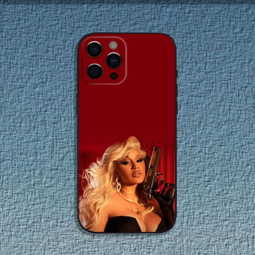 Funda de teléfono de rapero c-cardi B, cubierta negra suave para iPhone 16,15,14,13,12,11,Pro,X,XS,Max,XR,Plus,Mini - imagen 3