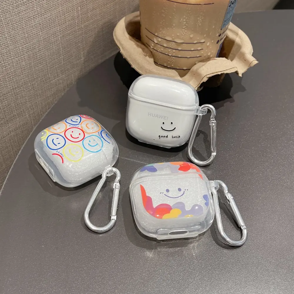 Funda para auriculares con forma de corazón y flores de dibujos animados para Huawei FreeBuds SE 2 SE2 TWS, funda protectora transparente de TPU suave con gancho - imagen 4