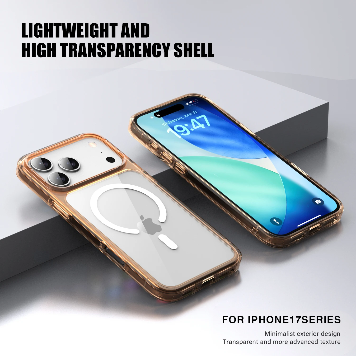Funda de teléfono de lujo para Magsafe, transparente, a prueba de golpes, para iPhone 17 Pro Max 17 Air Clear Hybrid TPU + PC, funda protectora trasera dura
