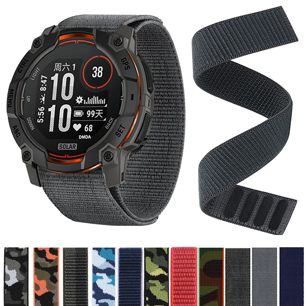 Correa de nailon con gancho de 26mm y 22mm para reloj Garmin Instinct 3 E 45mm 50mm/Fenix E 8 7 7X Pro 6X/Epix Pro Gen 2/TACTIX 8, 1 Uds.