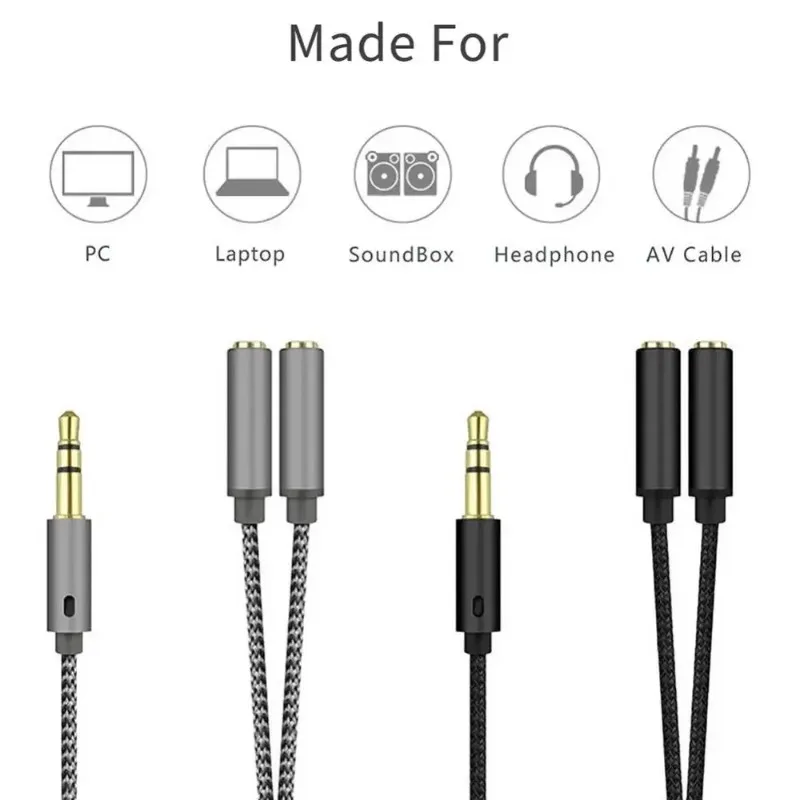Adaptador de auriculares micrófono Y Cable divisor 3,5mm Audio macho a 2 hembra para auriculares extensor adaptador de Audio móvil divisor - imagen 2