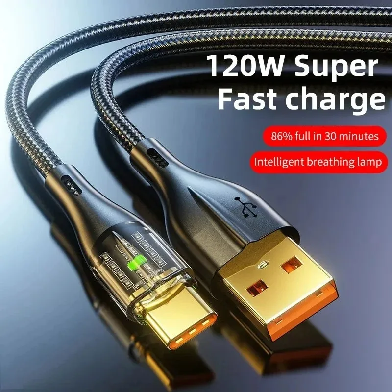 Cable USB a tipo C de 120W y 6A, Cable de datos de carga súper rápida para Xiaomi 12 Redmi Note 11, Samsung S22 S21, Huawei tipo c - imagen 2