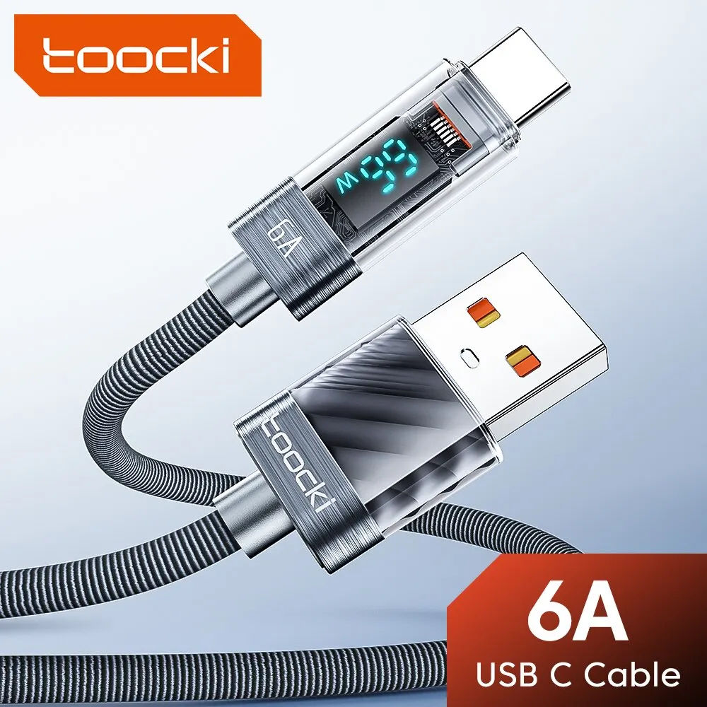 Toocki USB Tipo C Cable 6A 66W para Huawei OPPO Pantalla Cargador Rápido USB C Cable de Datos para Xiaomi 12 Samsung Realme