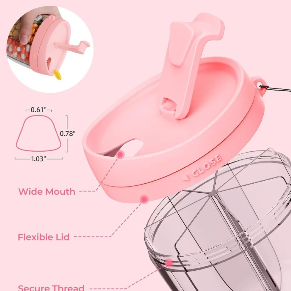 Caja de medicina de plástico de gran capacidad, caja de almacenamiento portátil para tabletas y cápsulas, organizador de pastillas de viaje impermeable de calidad alimentaria - imagen 3