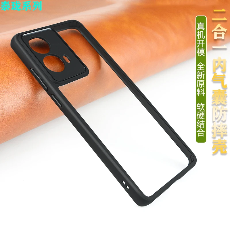 Funda para Moto G85, carcasa transparente a prueba de golpes, marco negro - imagen 5