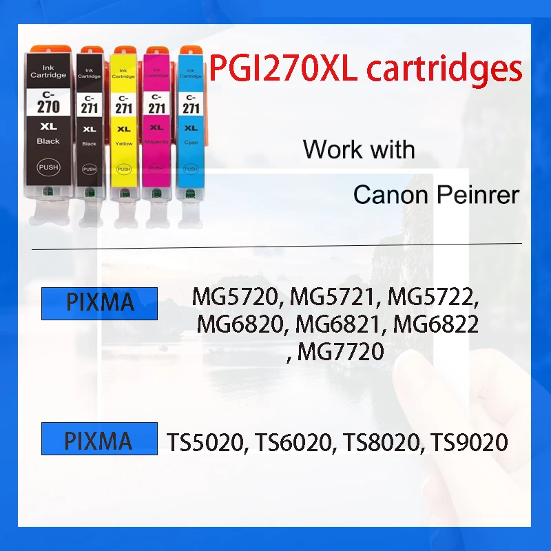 5 uds PGI-270 CLI-271 270xl 271xl cartuchos de tinta compatibles para canon MG7720 TS8020 TS9020 TS6020 impresora 270 271 PGI270 cli271 - imagen 3