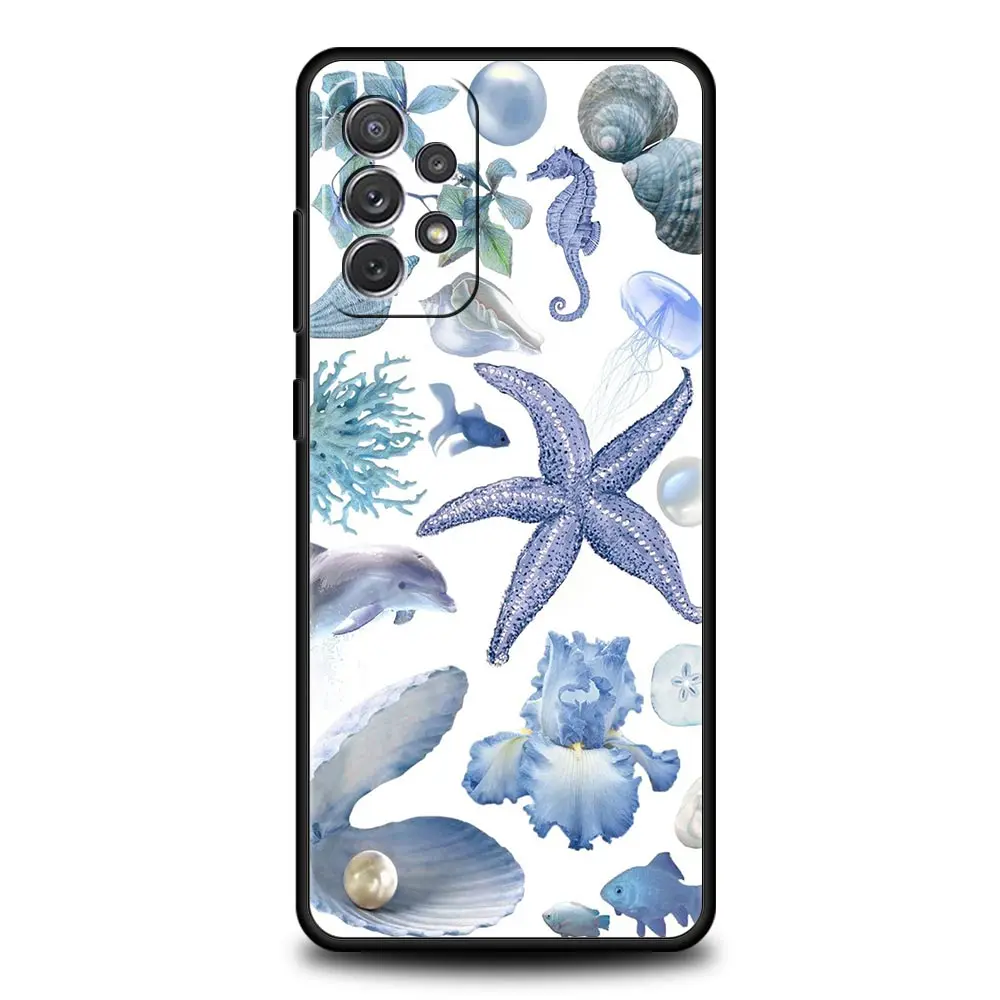 Funda de teléfono con animales del océano azul para Samsung A51 A71 A21S A17 A11 A15 A25 A41 A23 A33 A53 A73 A07 A03S A05S A13 A35 A55 5G - imagen 2