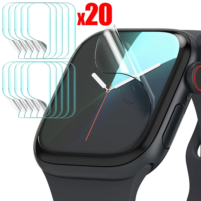 Películas de hidrogel suaves de 2-20 piezas para iWatch, Protector de pantalla curvo completo, no de vidrio, accesorios para iWatch 10, 42MM, 46MM