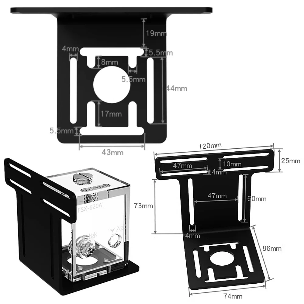 FREEZEMOD 80/120/200/320/360mm tanque de agua acrílico cuadrado con pantalla de filtro de salida soporte de montaje plateado/negro FXSX-F620 - imagen 4