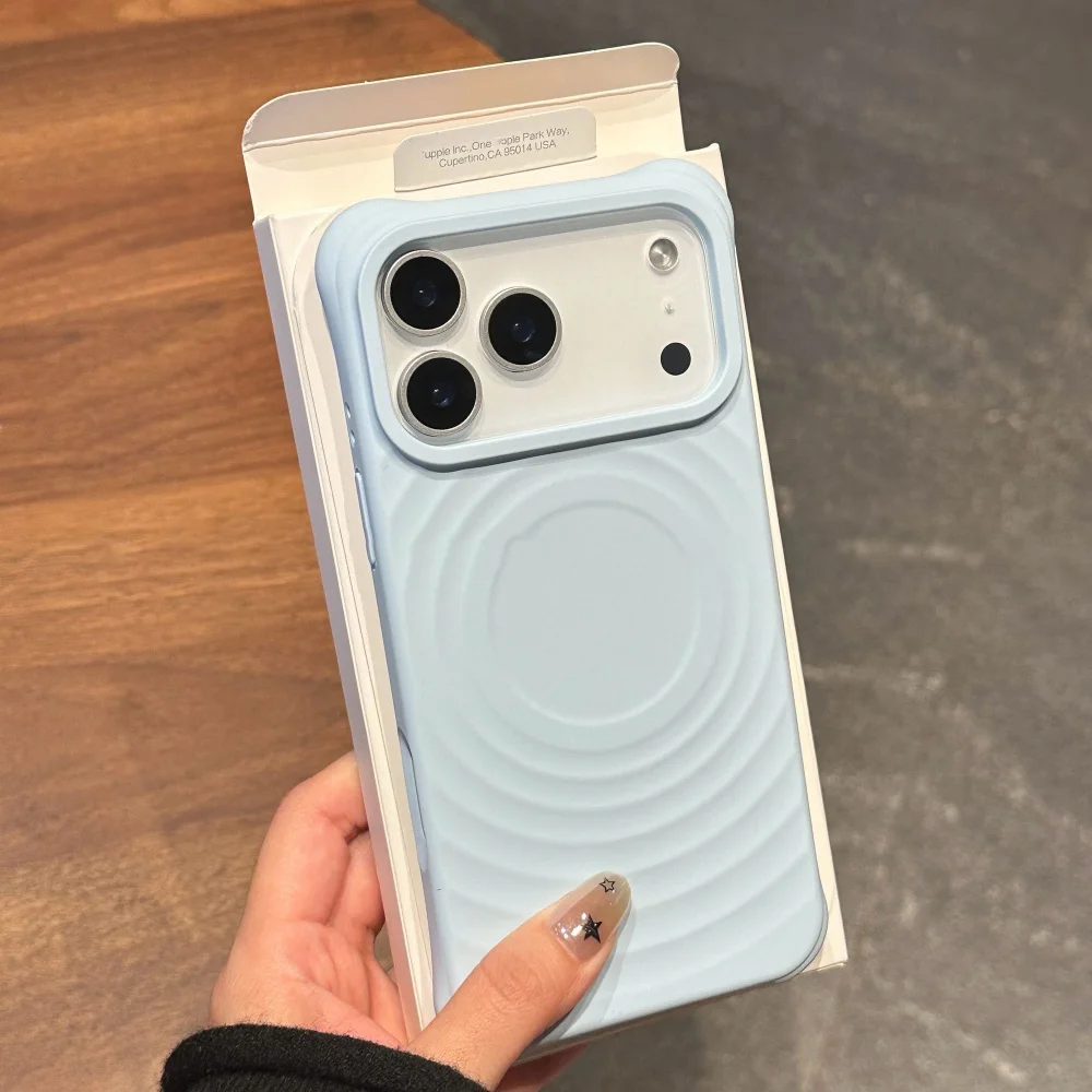 Funda protectora de terciopelo de silicona Candy a prueba de golpes para iPhone 17 Air 16 15 14 13 Pro Max Plus para Magsafe Water Ripple Magnet Capa - imagen 2