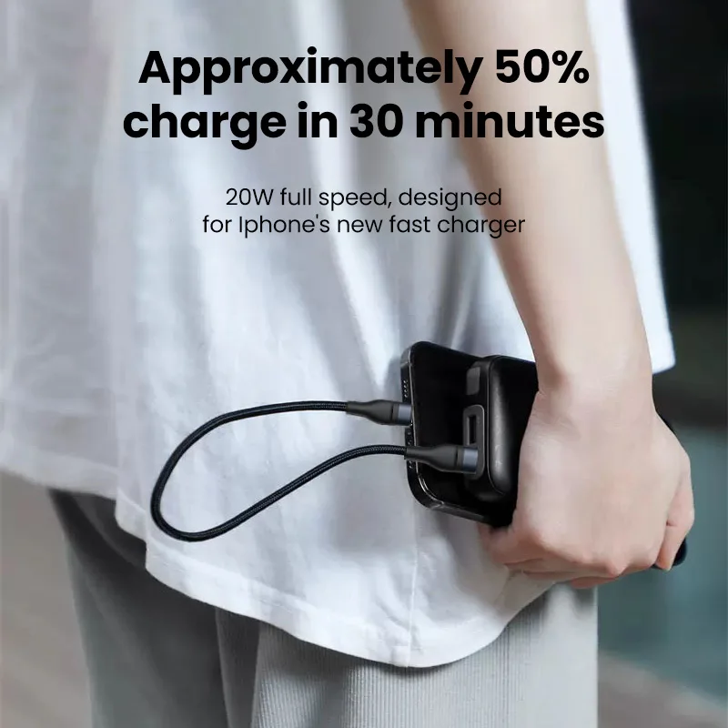 Cable Usb Ios tipo C de 0,25 M, Cable de datos de carga rápida, Mini Cable portátil corto de carga para banco de energía, Cable de teléfono móvil, cable usb c - imagen 2