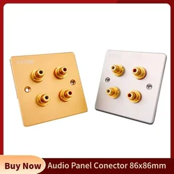 Placa de pared 86x86mm con panel audio RCA y terminales altavoz