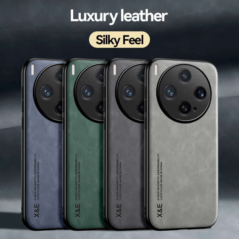 Para VIVO X300, X300 Pro funda magnética ELVEV Vintage sensación de piel PU cuero suave TPU marco succión cubierta de teléfono - imagen 2