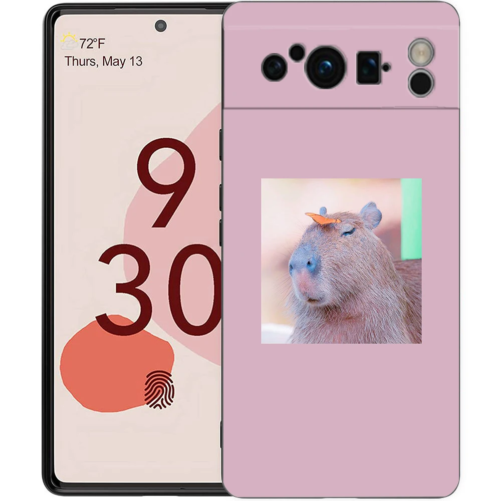Funda de teléfono Capybara de dibujos animados para Google Pixel 8 7 6 Pro 6A 7A 5G silicona suave a prueba de golpes TPU cubierta negra Fundas - imagen 5
