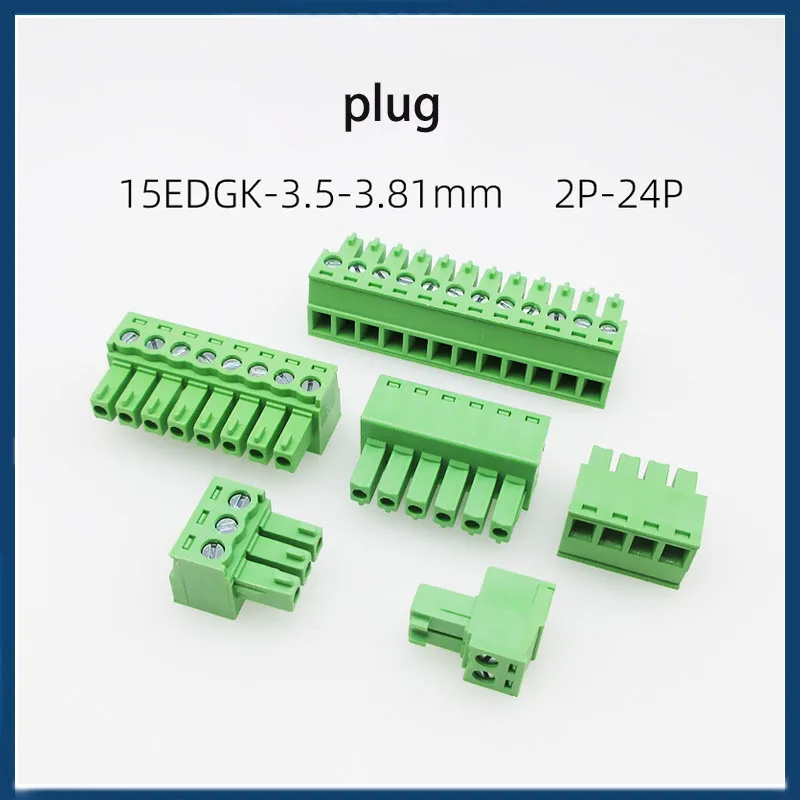 Cltgxdd para KF2EDGV 3,5/3,81mm Terminal de tornillo PCB enchufable 2-24 pines enchufe macho verde conector hembra de conexión de aguja - imagen 4