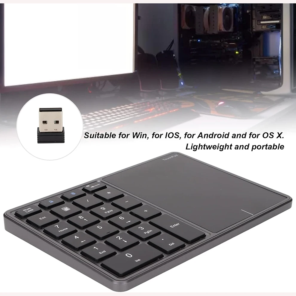 Teclado numérico JOMAA, 2 en 1, 22 teclas, panel táctil 2,4G, Bluetooth 4,2, teclado numérico, carga tipo C, teclado de contabilidad financiera de 500mAh - imagen 3