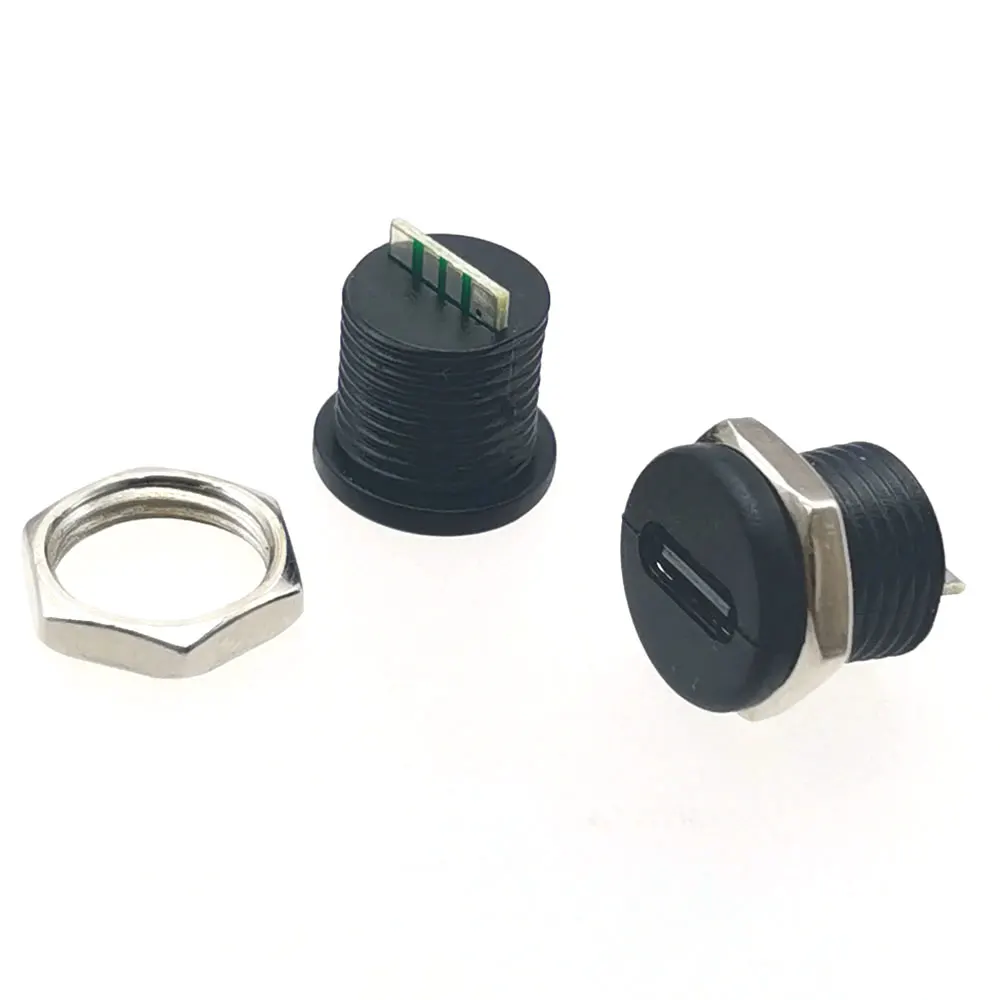 Tuerca de enchufe de carga, placa de bloqueo a presión, piezas USB hembra tipo C, conector hembra impermeable, 10 USB-C, 4 pines, 3A, 5V - imagen 3