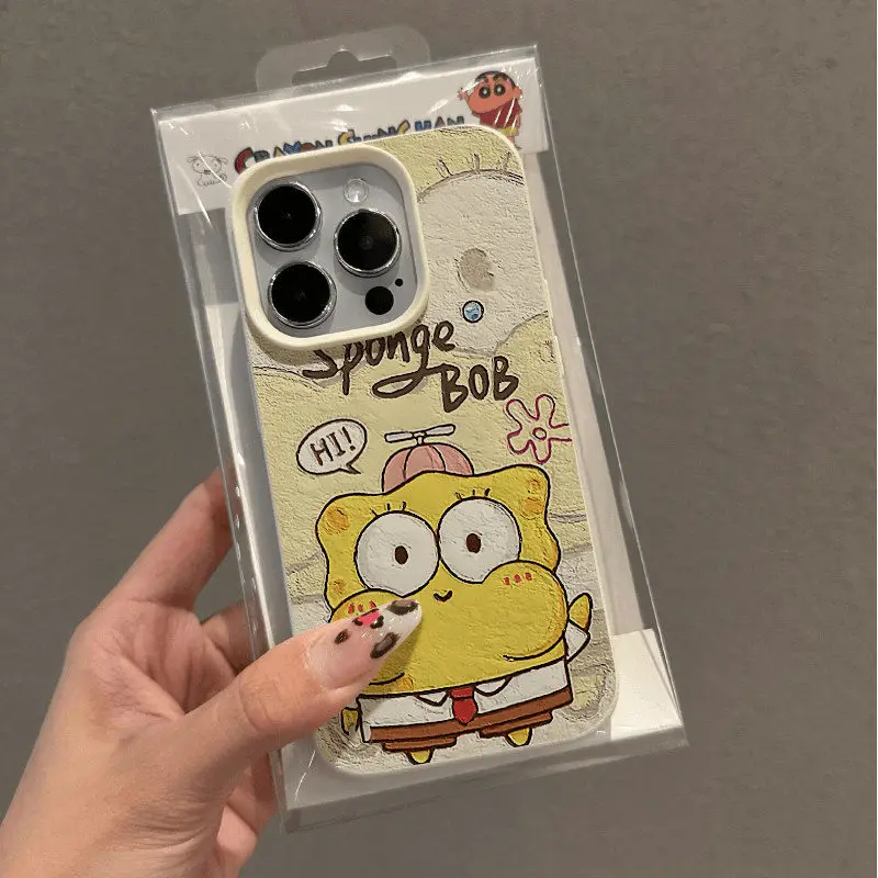 Lindo Bob Esponja Patricks Estrella Moda TPU Funda de teléfono de cuero de imitación para iPhone 16 Plus 15 14 13 12 11 Pro Max Absorción de golpes - imagen 3