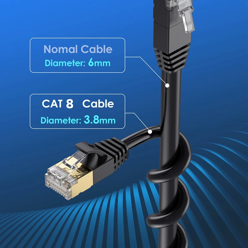 Siete tipos de Cable de red, 10 Gigabit, codo en ángulo recto de 90 grados, CAT7, Gigabit, enrutador de banda ancha para ordenador doméstico de alta velocidad RJ45 - imagen 3