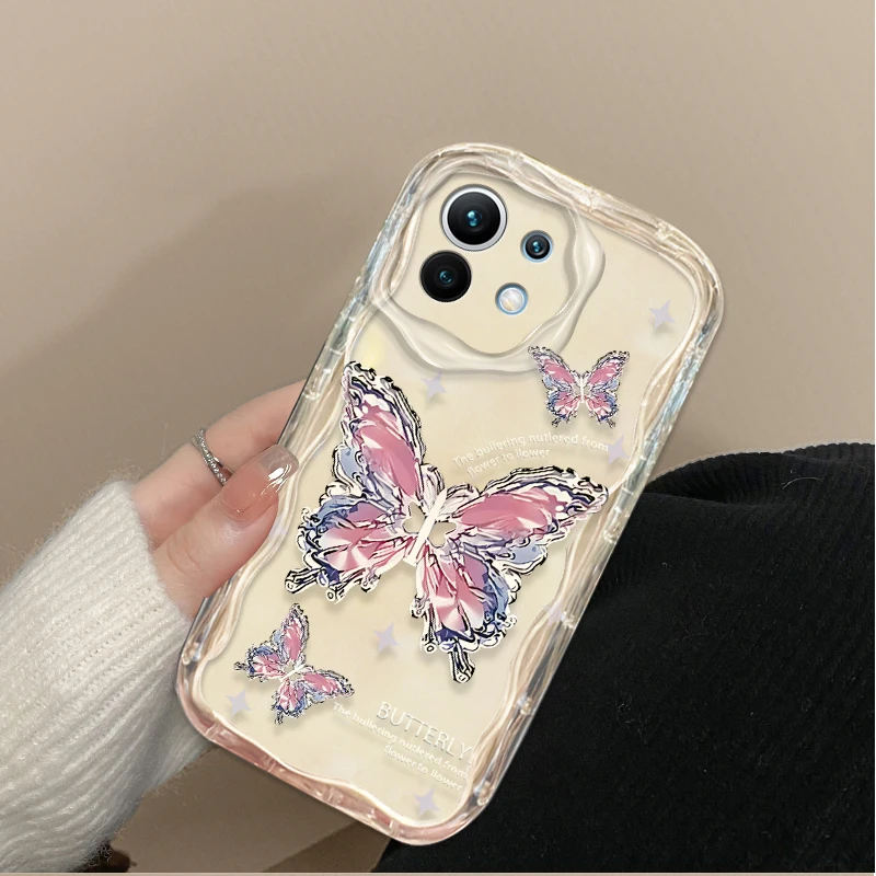Funda blanda de mariposa de Metal brillante para Xiaomi 14T 13T 12T 13 12 11 11i Lite 5G 10T POCO X5 X6 Pro X3 NFC X4 GT F3 F4 F5 F6 M6 M5S - imagen 2