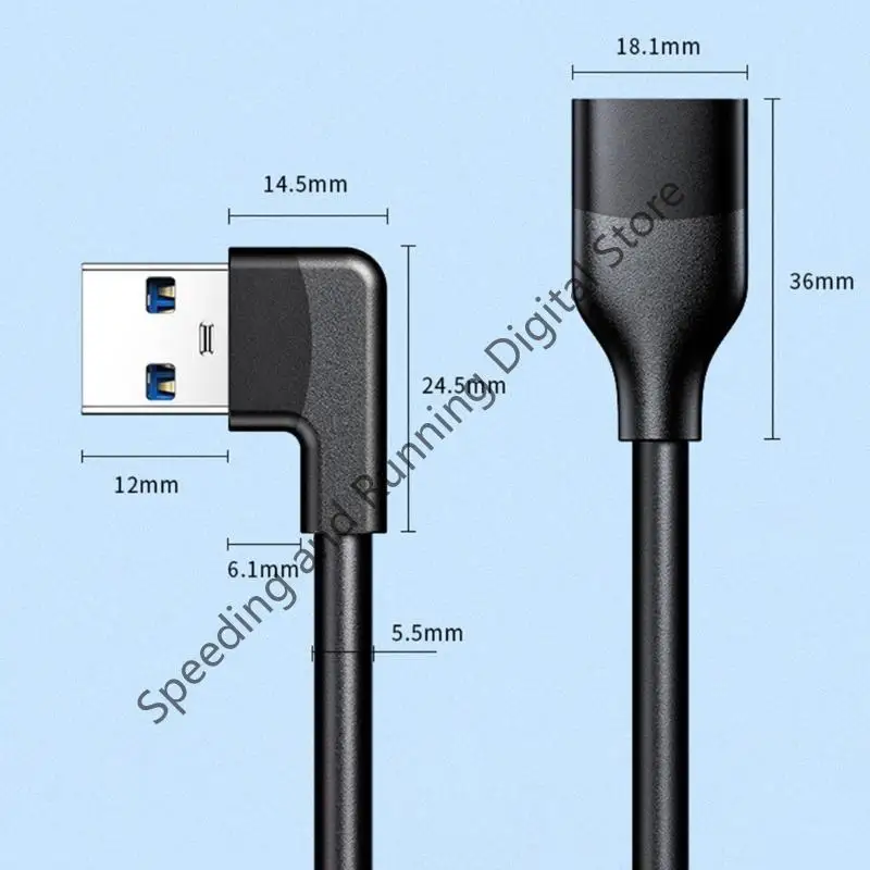 15-100cm USB 3,0 ángulo derecho/izquierdo/arriba/abajo Cable de extensión de 90 grados Cable adaptador macho a hembra Cables USB Cable de extensión - imagen 4