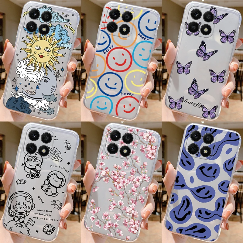 Para Honor X6 X6S funda de silicona suave transparente TPU Coque sol Luna cara cubierta de teléfono para HonorX6 X 6S carcasa protectora impresa parachoques