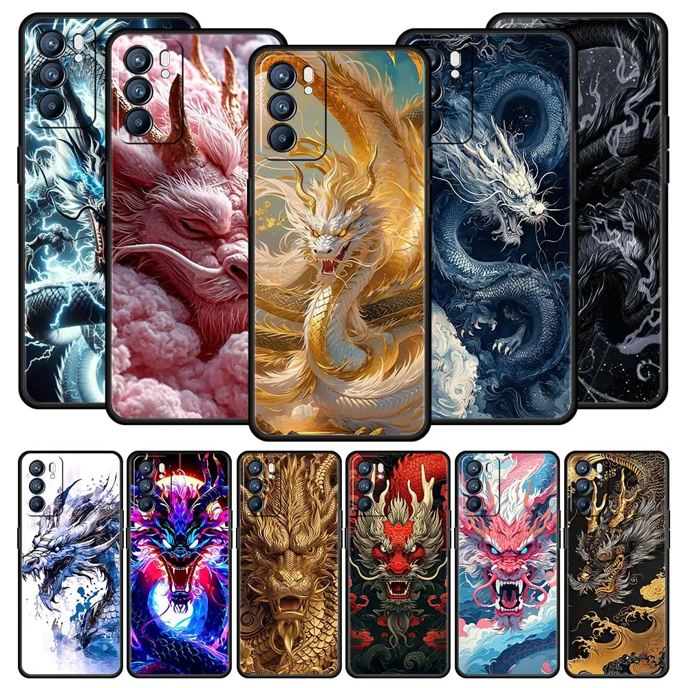 Funda de teléfono para Oppo Reno13 Reno12 Reno11 F Reno10 Pro A54 A53 A95 A76 A74 A57 A98 A80 A79 5G A78 4G serie de dragón de dibujos animados