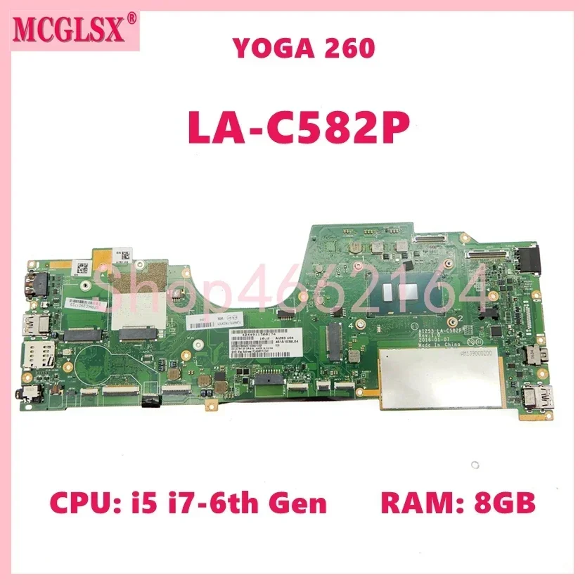 LA-C582P con i5 i7-6th Gen CPU 8GB-RAM placa base para portátil Lenovo ThinkPad YOGA 260 placa base para ordenador portátil 100% probado OK - imagen 3