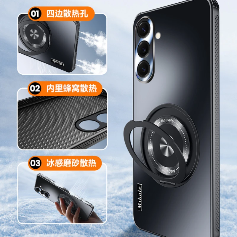 Funda rígida magnética Magsafe mate para Samsung S25 Ultra Plus, funda con soporte para anillo de cámara para Galaxy S 25 S25 + carcasa con soporte - imagen 5