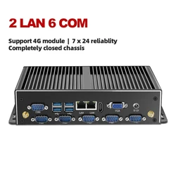 Mini PC Industrial Fanless Intel Core i5-4200U Dual NIC RS232/RS485