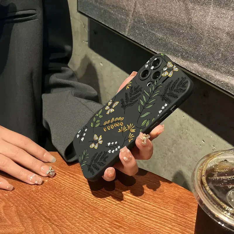 Funda de teléfono de silicona con plantas abstractas para Samsung Galaxy S24, S23 Ultra, S22 Plus, S21 FE, A14, A15, A34, A54, A33, A53, cubierta a prueba de golpes - imagen 5