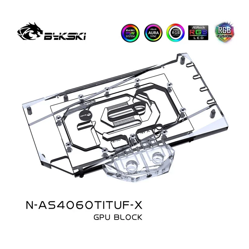 Bykski N-AS4060TITUF-X RTX 4060Ti enfriador de agua para Asus RTX4060 Ti OC GPU bloque de agua 5V ARGB + placa posterior de aluminio - imagen 4