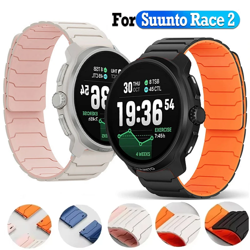 Correa magnética de silicona de 20mm y 22mm para Suunto Race 2, banda deportiva para Suunto 5 9 Peak Pro/Race S/Run/Vertical 2 1/Ocean/3 3 Fitness