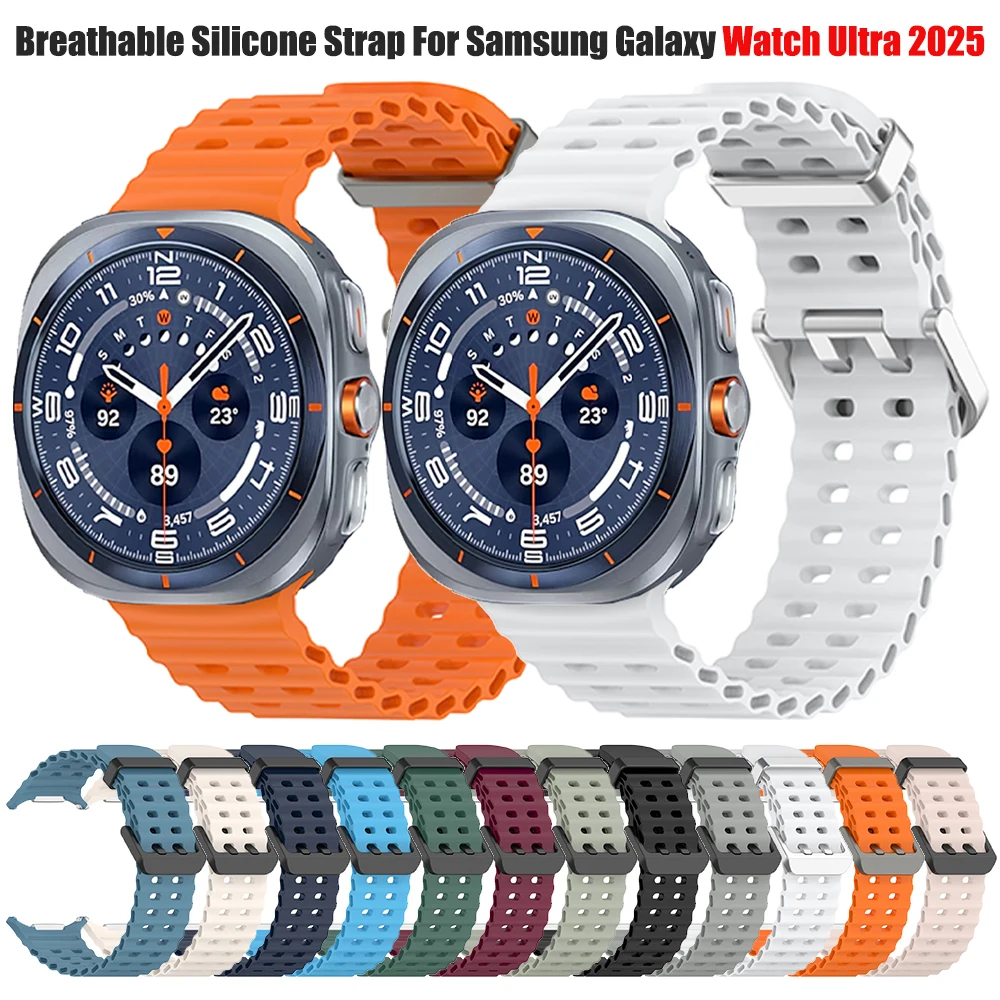 Correa de silicona Original para Samsung Galaxy Watch Ultra 2025, correas de reloj transpirables, repuesto de pulsera de Correa Ultra de 47mm
