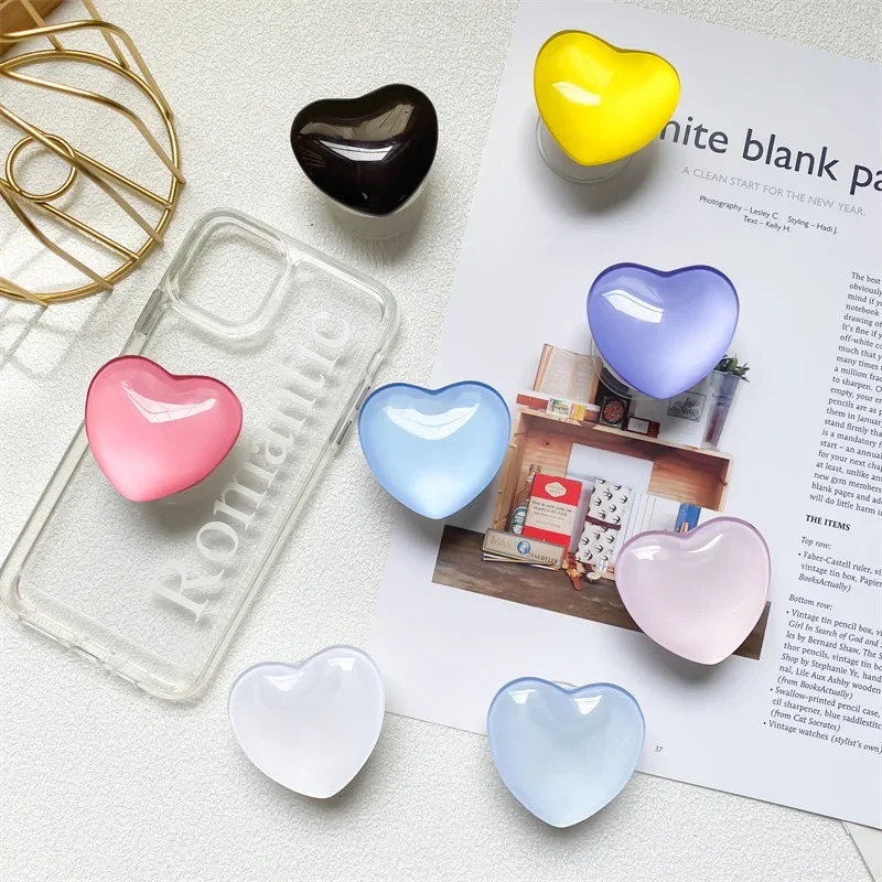 Anillo de dedo plegable de cristal 3D con forma de corazón, soporte para teléfono Griptok para IPhone, Samsung, soporte de bolsillo, soporte Tok - imagen 2
