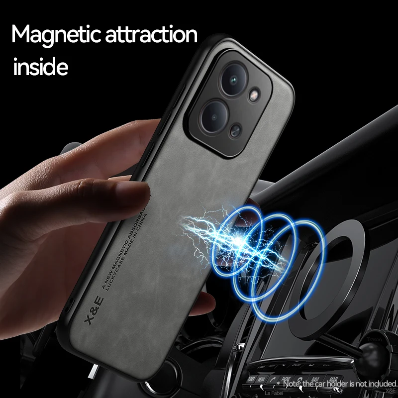 Funda para Xiaomi Redmi 15C Funda ultrafina de cuero magnético para coche protección completa Funda para teléfono Capa - imagen 3