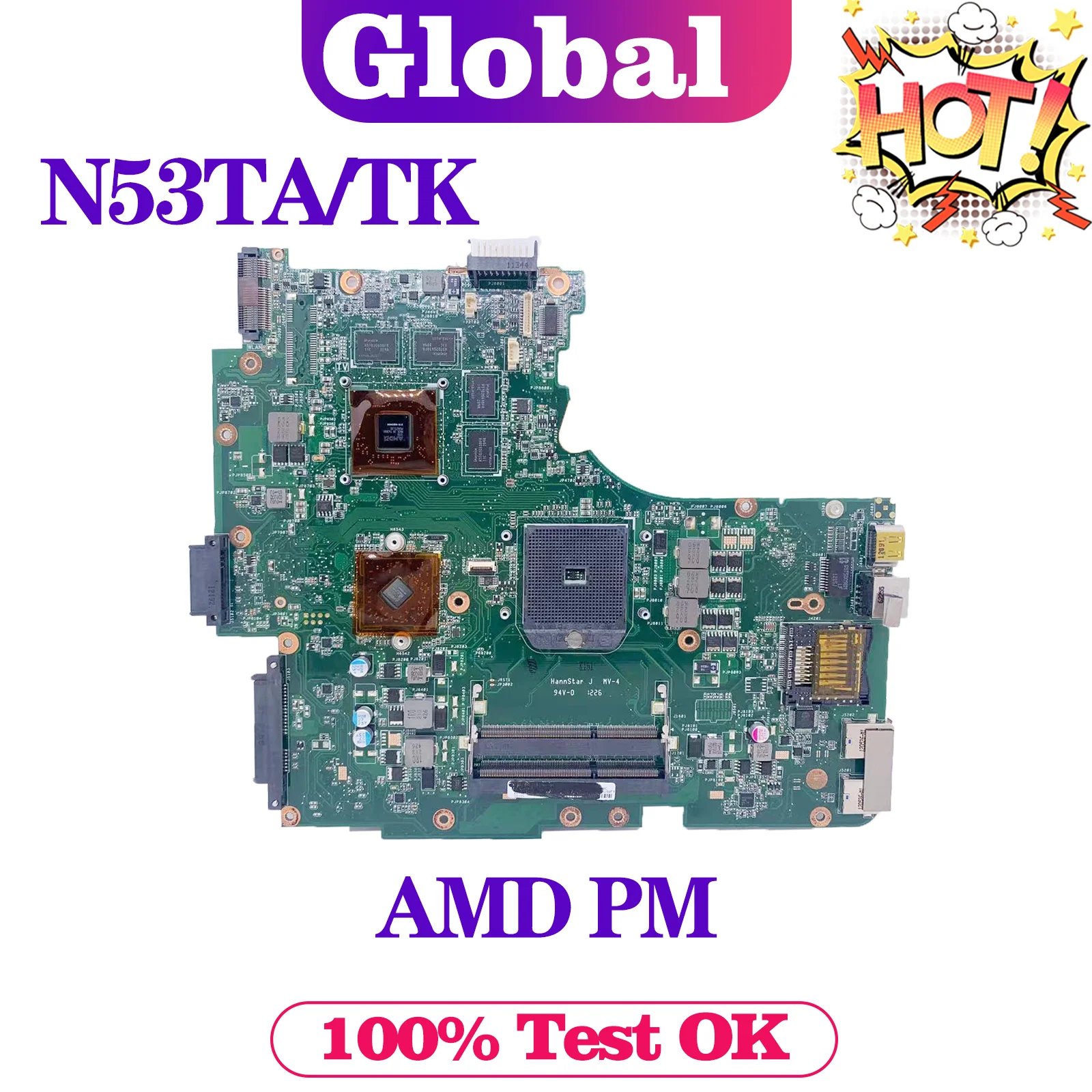 Placa base KEFU N53TA para ASUS N53T N53TA N53TK placa base para ordenador portátil 90R-NBTMB100U 100% Tesk OK