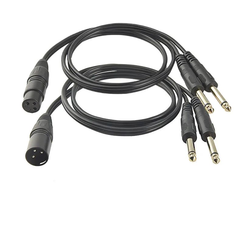 Cable de Audio Mono XLR hembra de 3 pines a doble 6,35mm TS 1/4 Jack Cable auxiliar estéreo enchufe de 6,35mm a XLR macho Y Cable divisor
