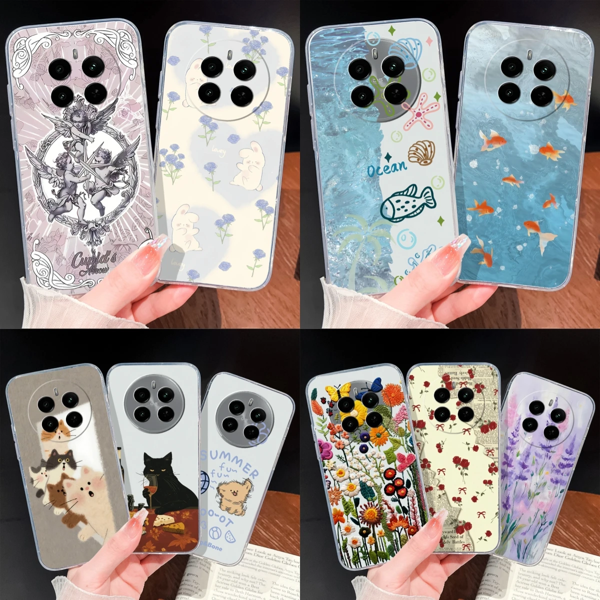 Funda de teléfono para Realme 13 Pro Plus, bonitos patrones de peces, suave y delgado, carcasa de silicona transparente de TPU para Realme13 Plus, Funda ligera