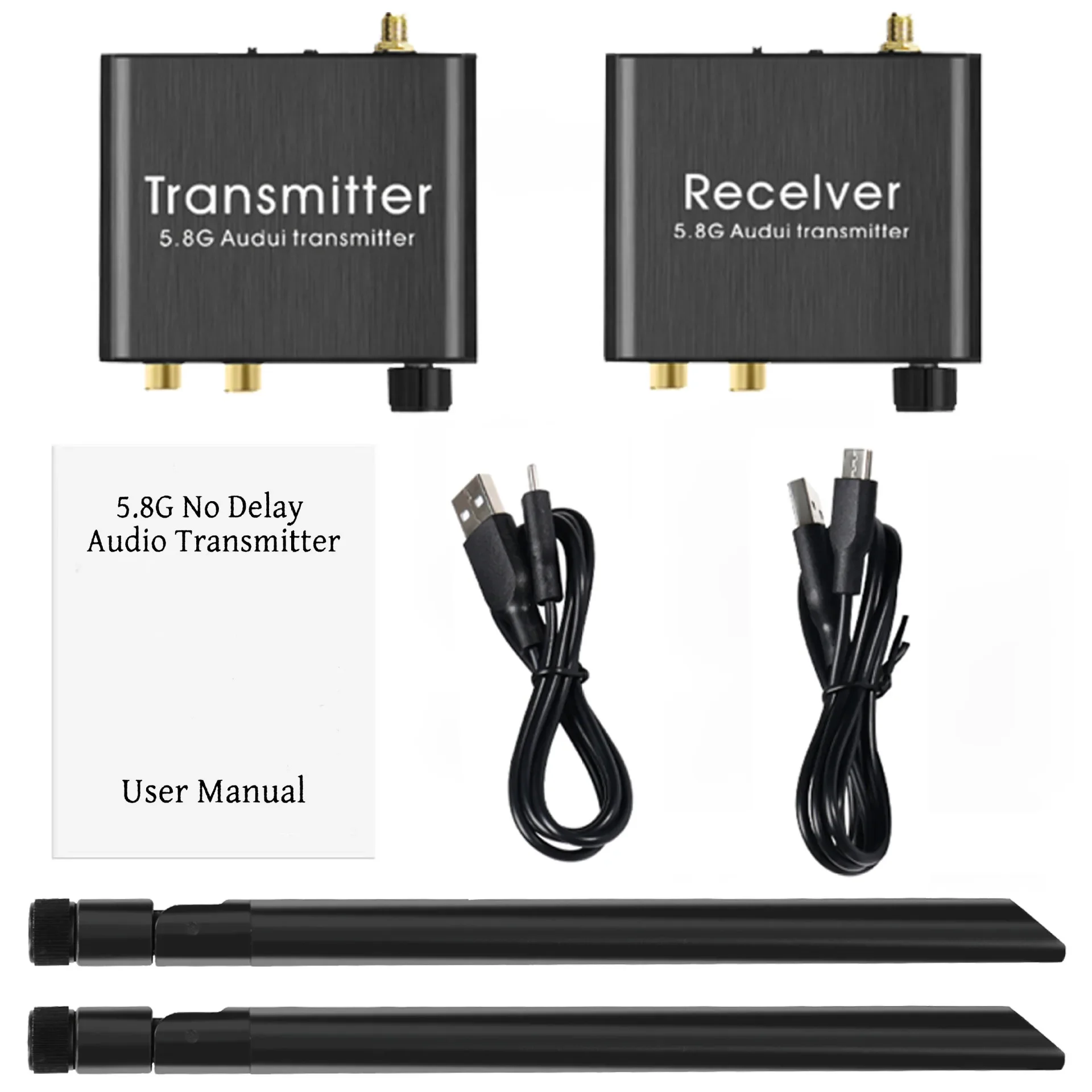 Receptor y transmisor de 50m y 2,4 GHz, adaptador de Audio inalámbrico de 5,8G, sistema de sonido con Control de volumen para altavoz subwoofer RCA R/L de 3,5mm - imagen 2