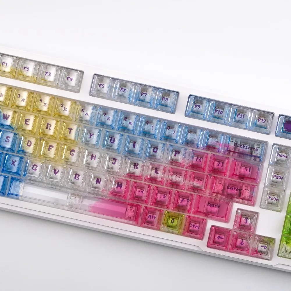 135 teclas/juego de teclas transparentes de colores, Material de PC, teclas subcama de tinte, perfil de cereza, teclas retroiluminadas con gradiente para interruptor MX - imagen 3