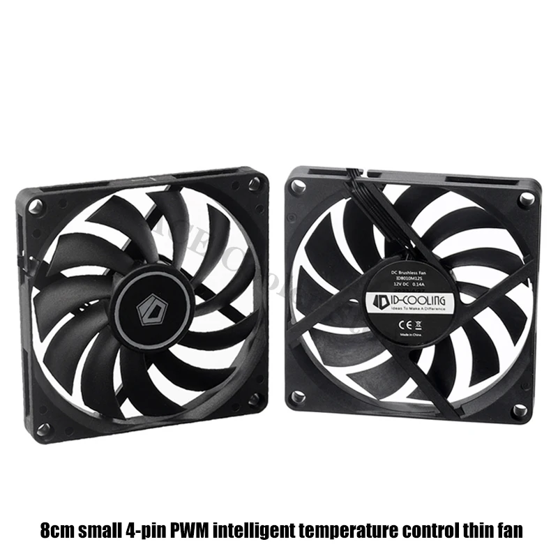 Caja ITX ultrafina 8010 de 8CM, ventilador blanco/negro, Control de velocidad PWM silencioso de 4 pines para ordenador, Enfriador de CPU, ventilador delgado de 10MM - imagen 4