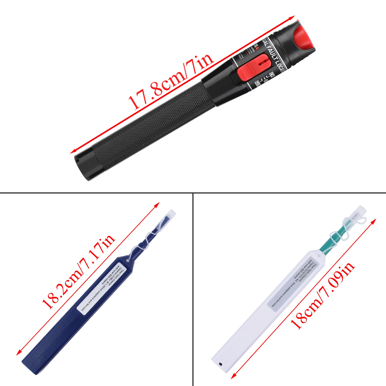 Kit de prueba de fibra óptica FTTH, 14 Uds., 2 bolígrafos de limpieza + bolígrafo probador FC macho a LC hembra, conectores APC/SC UPC/ST FC + 5 cables de conexión - imagen 2