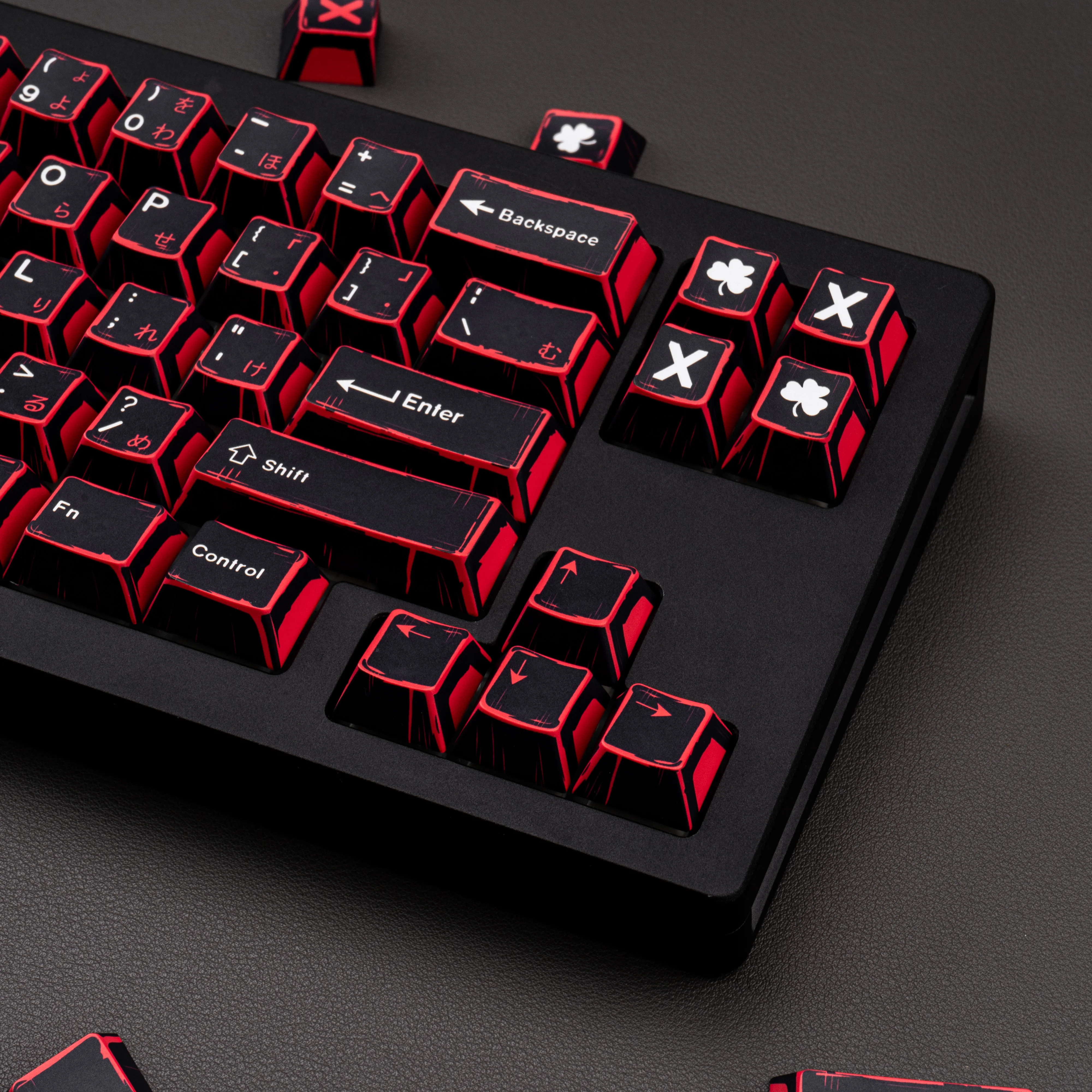 Teclas de Manga japonesa minimalistas, color negro y rojo, 136 teclas, PBT, sublimación de cinco lados, Chreey, para teclado mecánico Wooting - imagen 3